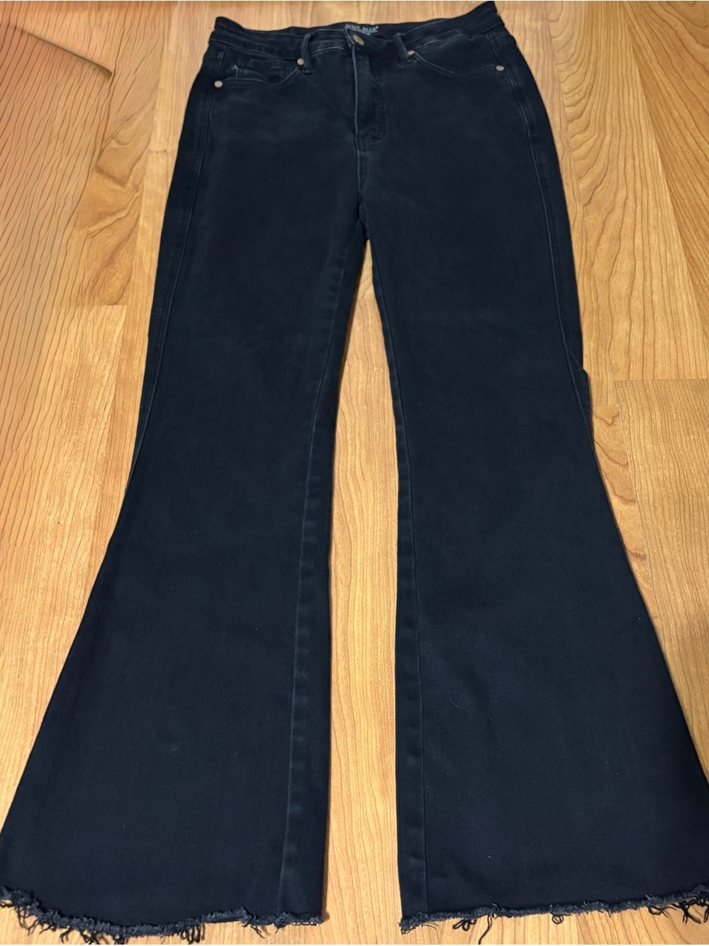 Judy Blue Los Angeles Washed Black High Rise Distressed Flare Jeans Womens 9/29